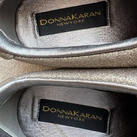 Donna Karan Tez Metallic Pewter Bronze Sneakers Women 6 M Lace Up Casual - Picture 12 of 15